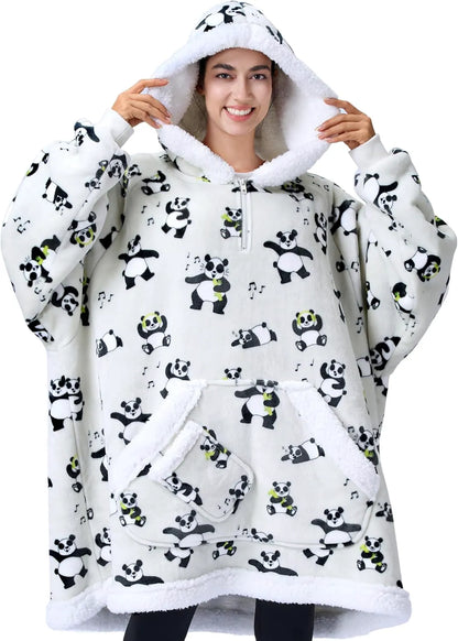 Adult Sherpa Wearable Blanket - Panda