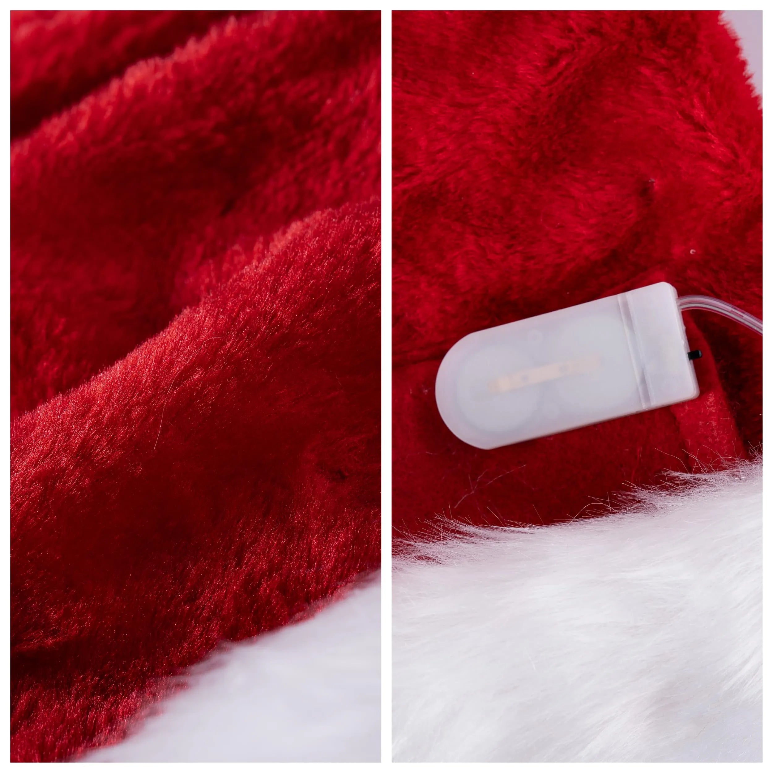 Light-Up Christmas Santa Elf Hats for Adults with Pom Poms and Colorful Lights