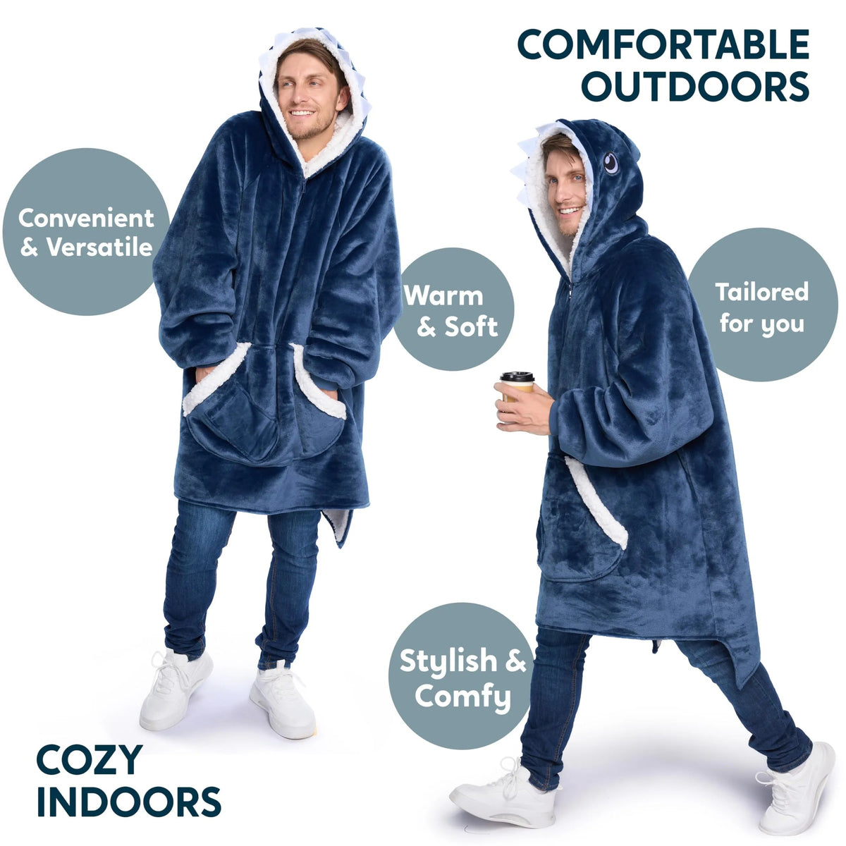Adult Wearable Blanket Hoodie - Fleece Sherpa Pullover