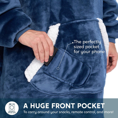 Adult Wearable Blanket Hoodie - Fleece Sherpa Pullover