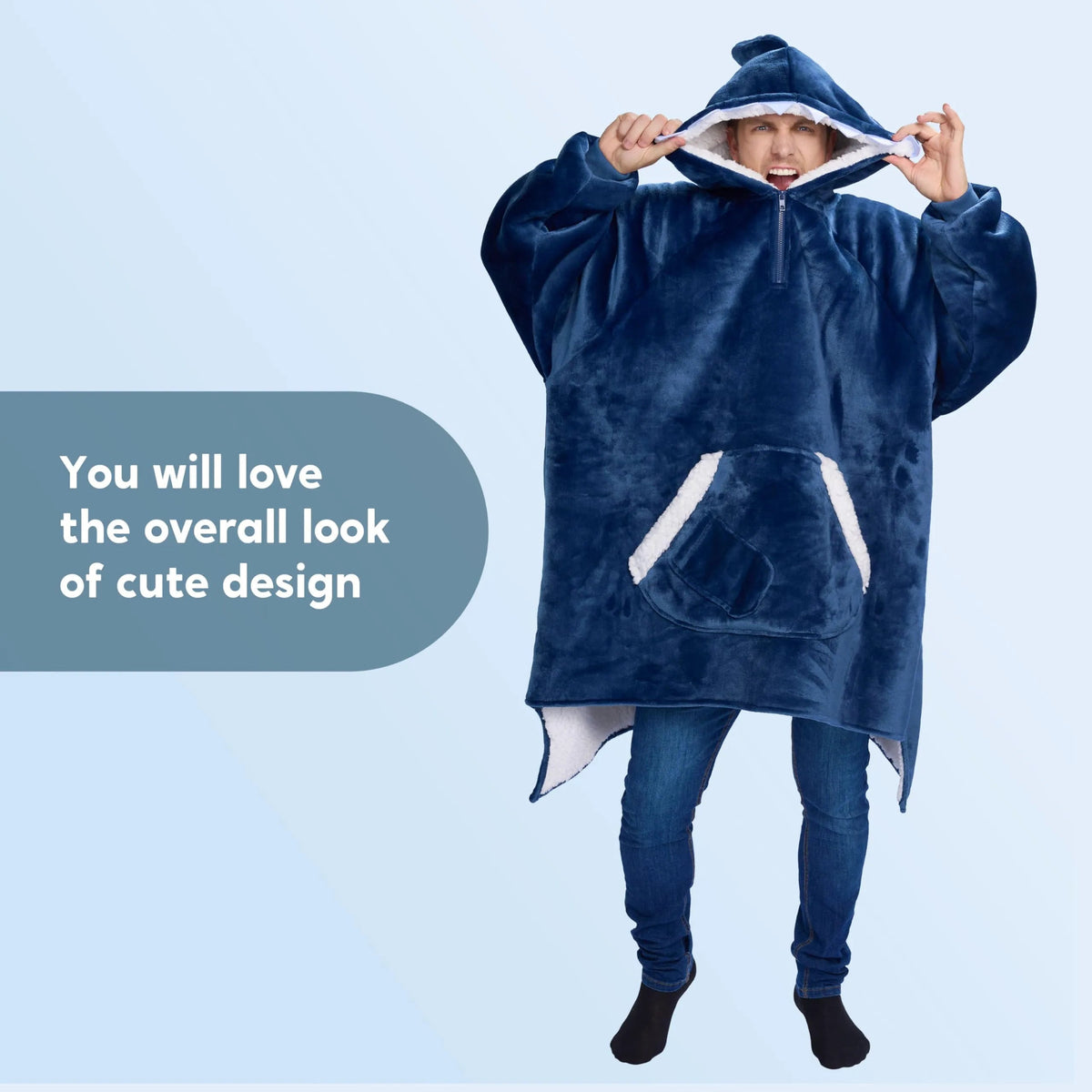 Adult Wearable Blanket Hoodie - Fleece Sherpa Pullover