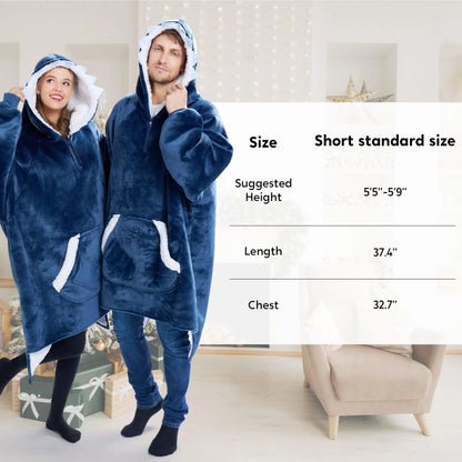 Adult Wearable Blanket Hoodie - Fleece Sherpa Pullover