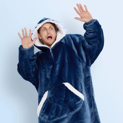Adult Wearable Blanket Hoodie - Fleece Sherpa Pullover