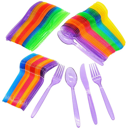 Neon Hard Plastic Cutlery (288-Piece Set)