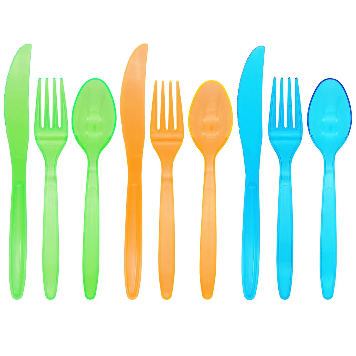 Neon Hard Plastic Cutlery (288-Piece Set)