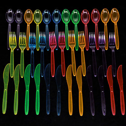 Neon Hard Plastic Cutlery (288-Piece Set)