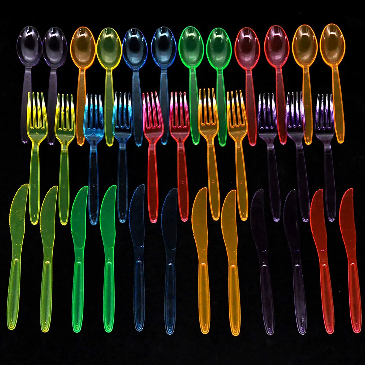 Neon Hard Plastic Cutlery (288-Piece Set)