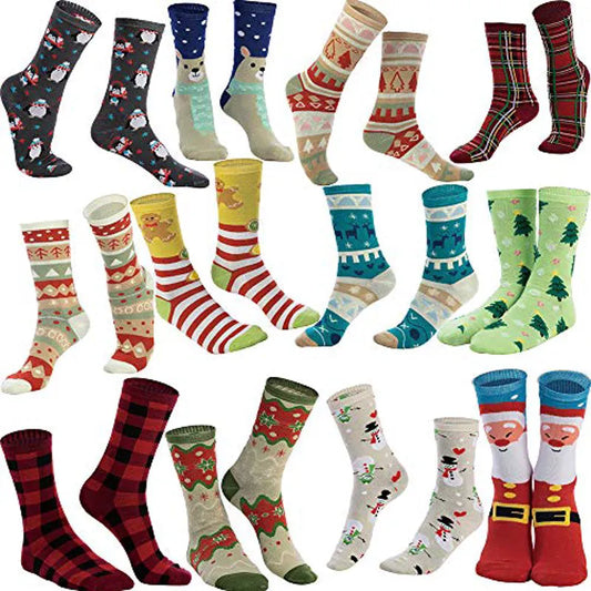 12 Pairs of Christmas Holiday Crew Socks