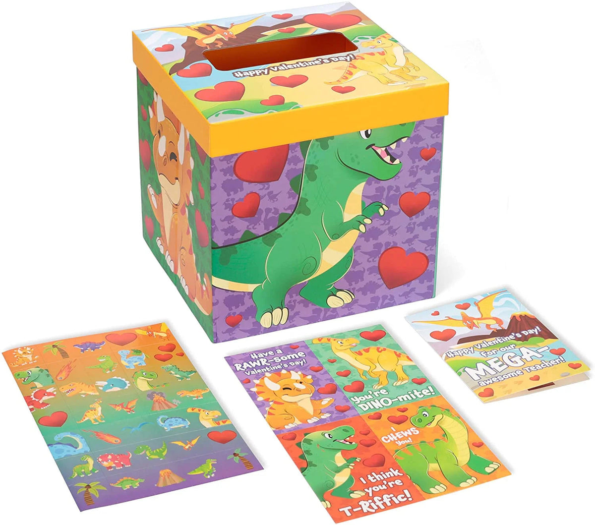 Dinosaur Valentine's Day Mailbox and Cards Set