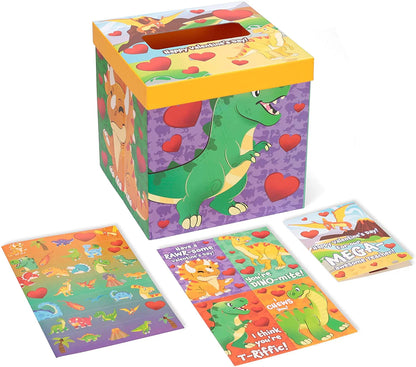 Dinosaur Valentine's Day Mailbox and Cards Set