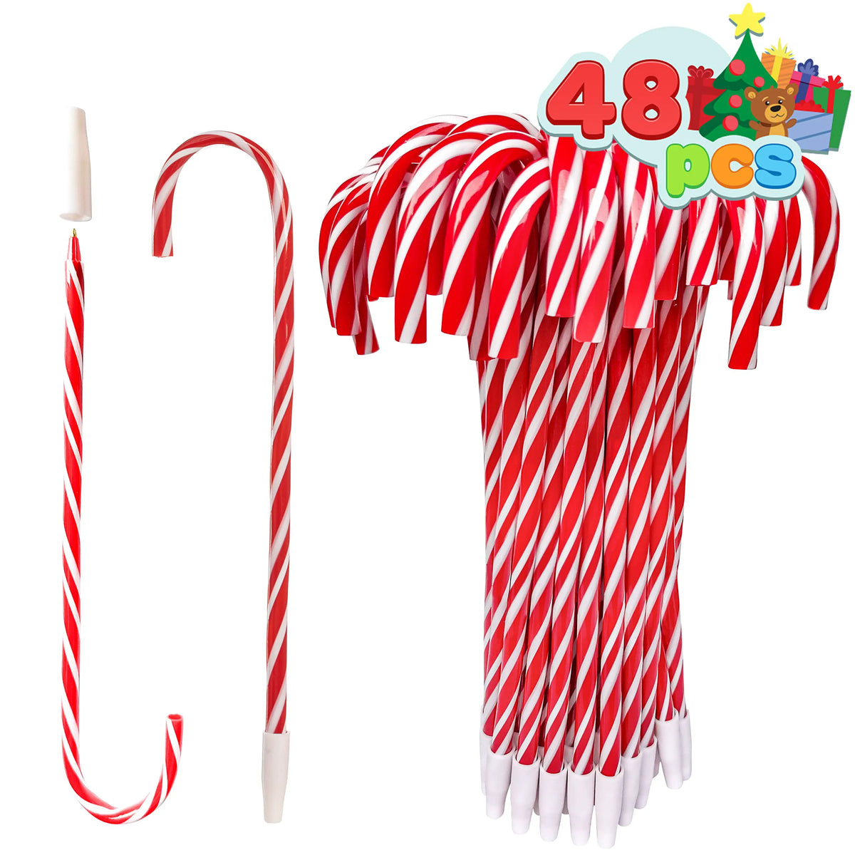 Candy Cane Ballpoint Pens, 48 Pack