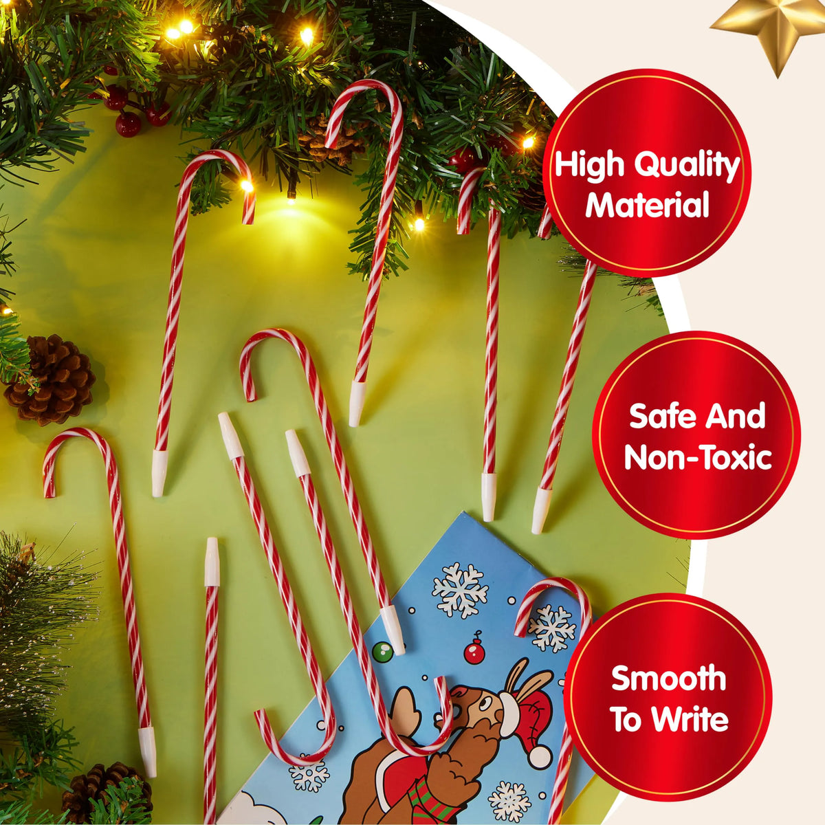 Candy Cane Ballpoint Pens, 48 Pack