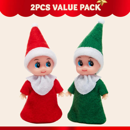 Christmas 2-Piece Tiny Elf Doll Set - 1 Red & 1 Green Elf
