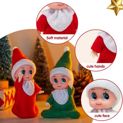 Christmas 2-Piece Tiny Elf Doll Set - 1 Red & 1 Green Elf