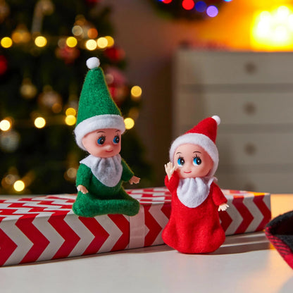 Christmas 2-Piece Tiny Elf Doll Set - 1 Red & 1 Green Elf