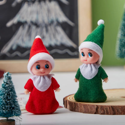 Christmas 2-Piece Tiny Elf Doll Set - 1 Red & 1 Green Elf