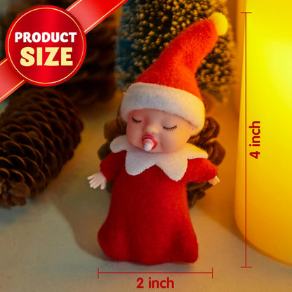 Christmas 2-Piece Tiny Elf Doll Set: 1 Red & 1 Green Elf Doll with Teats