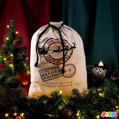 Christmas Santa Burlap Drawstring Gift Bag, 26 x 19 Inches