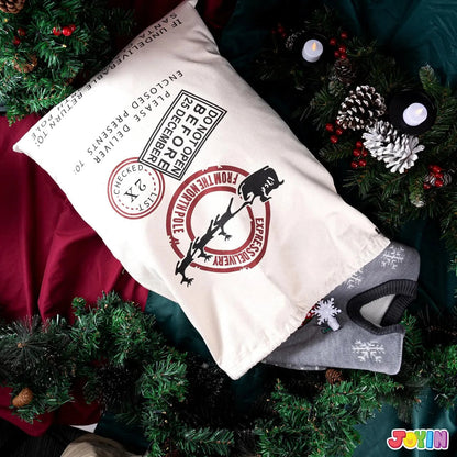 Christmas Santa Burlap Drawstring Gift Bag, 26 x 19 Inches