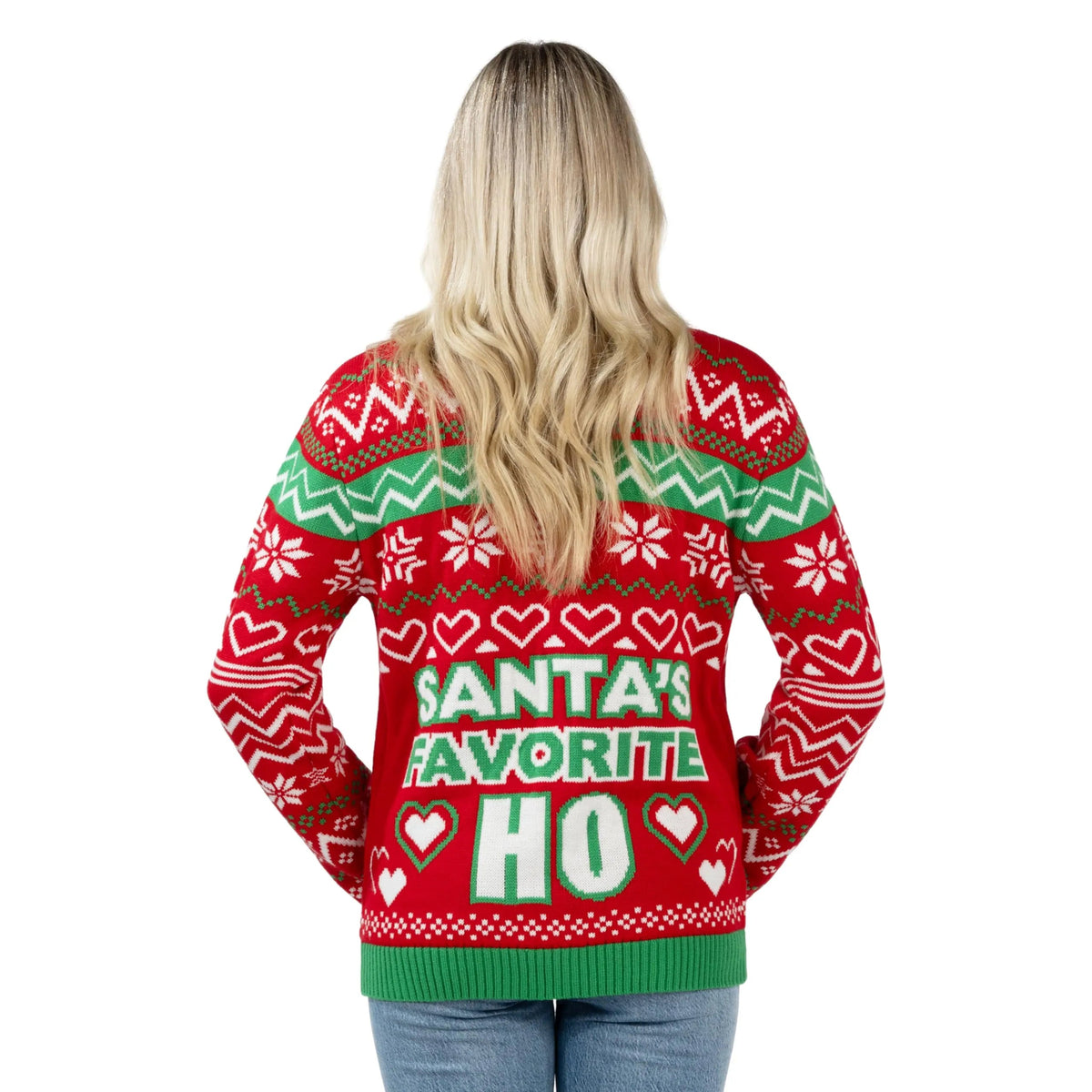 Funny Santa Long Sleeve Ugly Christmas Sweater with Candy Cane Lights