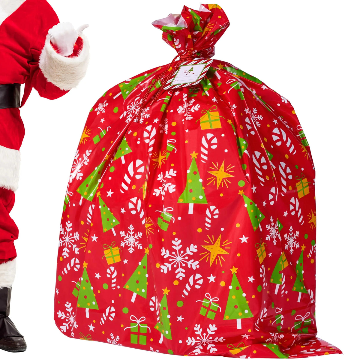 Oversized Christmas Gift Bag 56"x36" - Large Plastic Gift Wrapping Bag