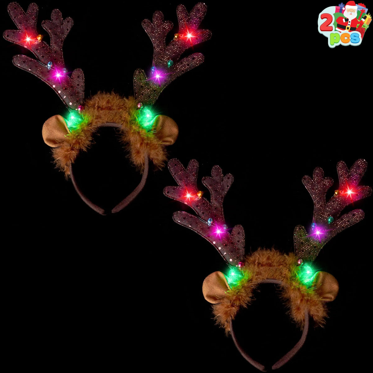 Christmas Light-Up Cute Reindeer Headband for Adults and Kids