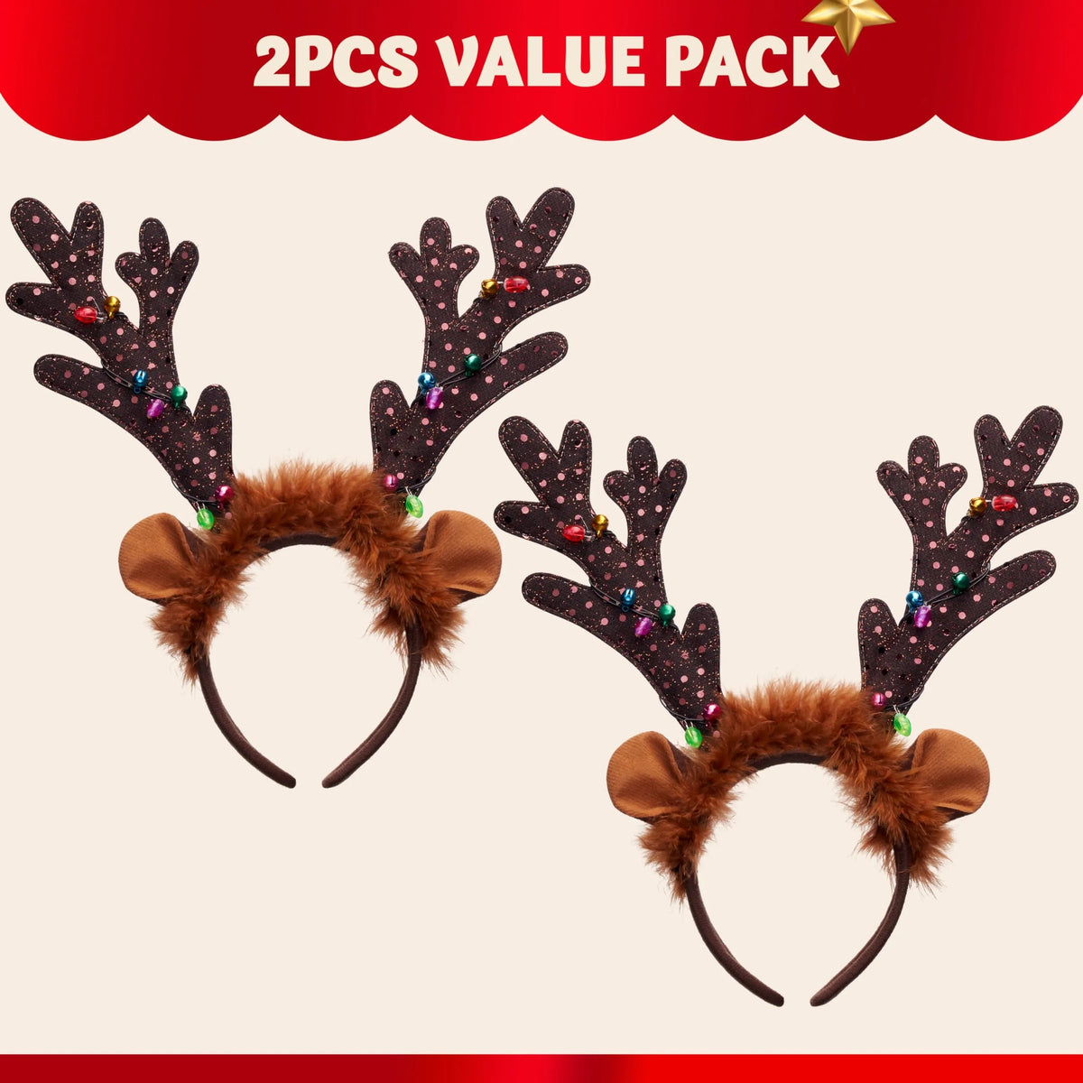 Christmas Light-Up Cute Reindeer Headband for Adults and Kids