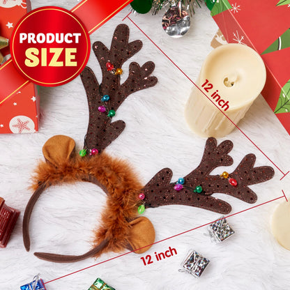 Christmas Light-Up Cute Reindeer Headband for Adults and Kids