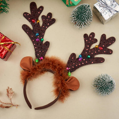 Christmas Light-Up Cute Reindeer Headband for Adults and Kids