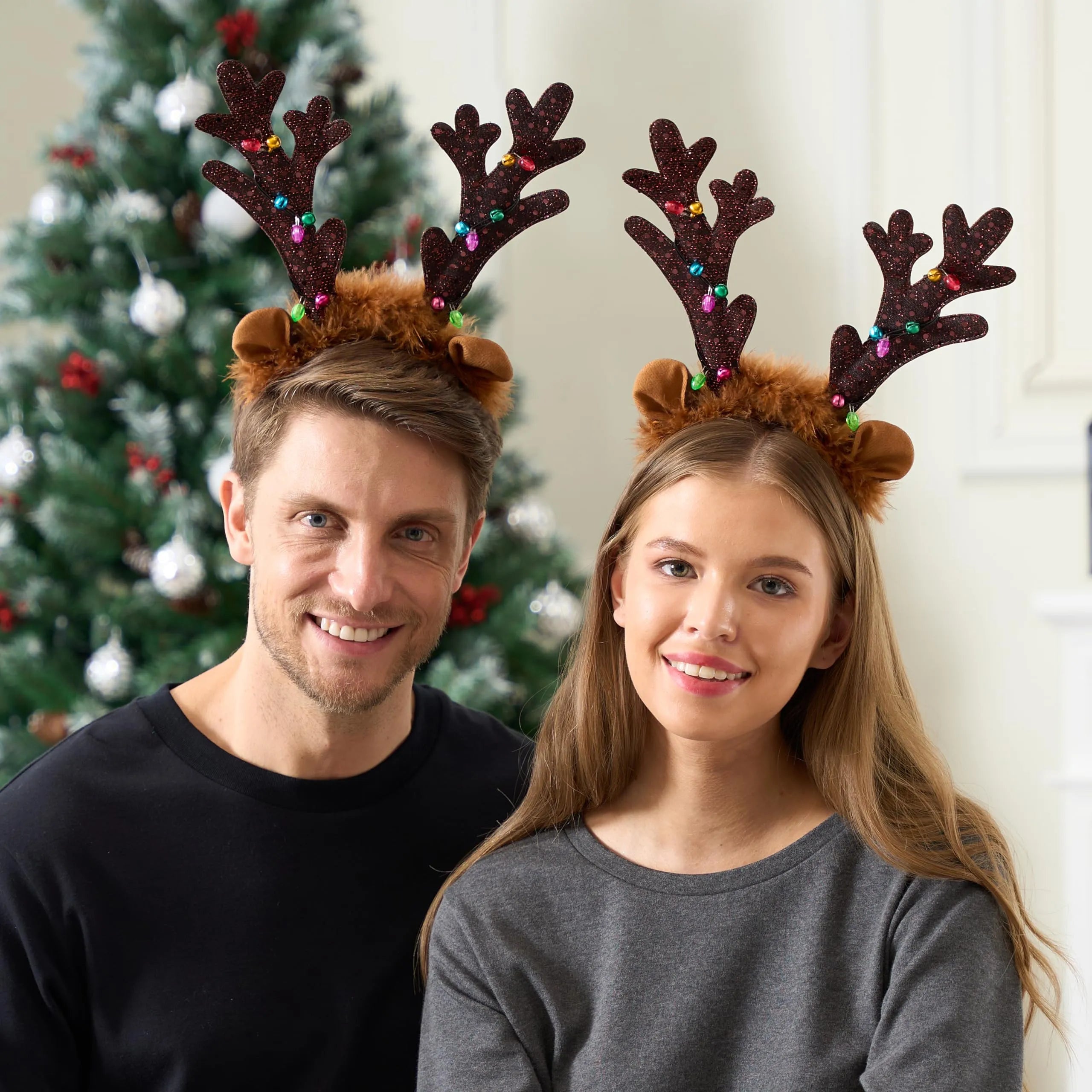 Christmas Light-Up Cute Reindeer Headband for Adults and Kids