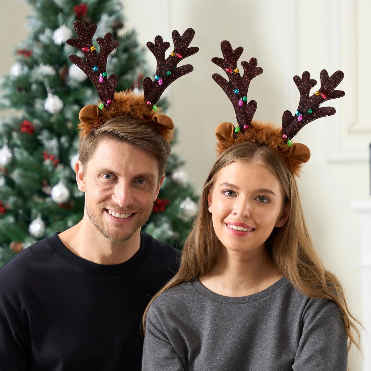 Christmas Light-Up Cute Reindeer Headband for Adults and Kids