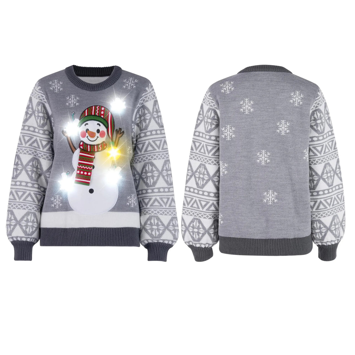 Women's Christmas Novelty LED Light Up Snowman Ugly Sweater