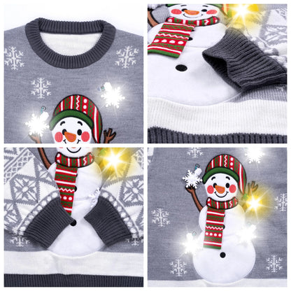 Women's Christmas Novelty LED Light Up Snowman Ugly Sweater