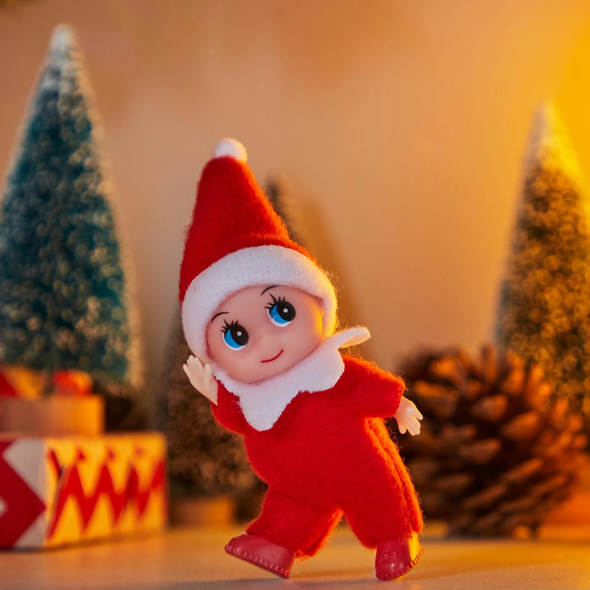 Christmas Red Tiny Soft Plush Elf Doll for Holiday Decor