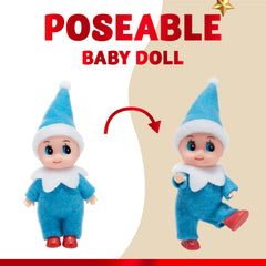 Blue Tiny Elf Soft Plush Christmas Doll