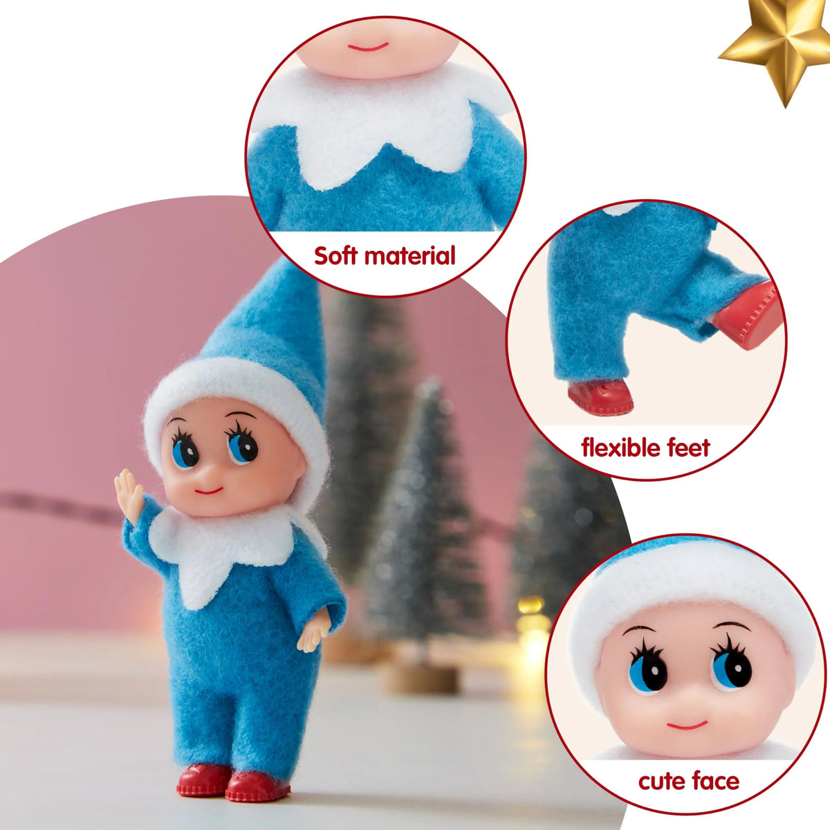 Blue Tiny Elf Soft Plush Christmas Doll
