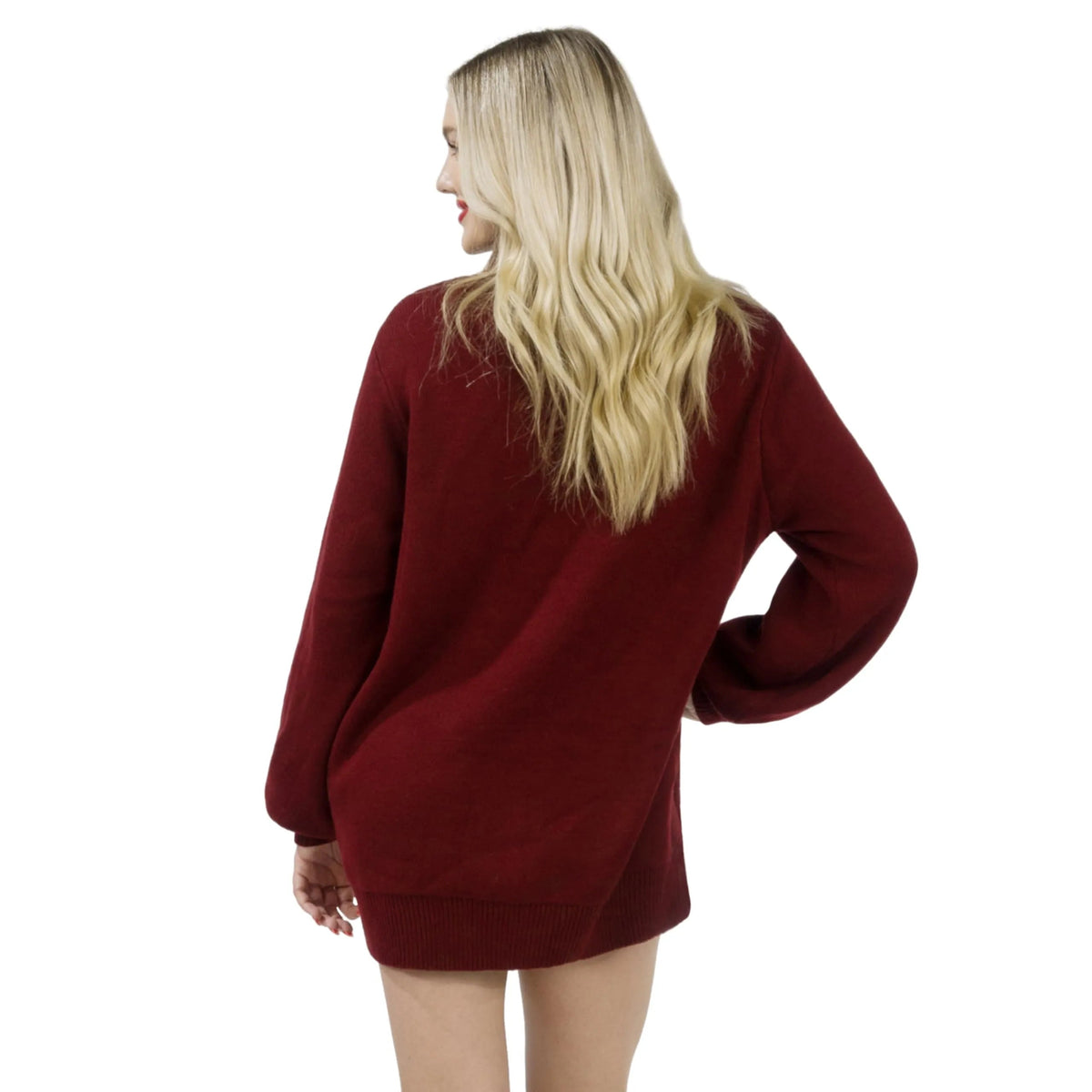 3D Snowman Women's Turtleneck Loose Sweater Dress - Christmas Ugly Sweater