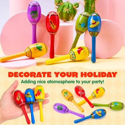 6-Piece Mini Wooden Maracas for Kids - Cinco De Mayo