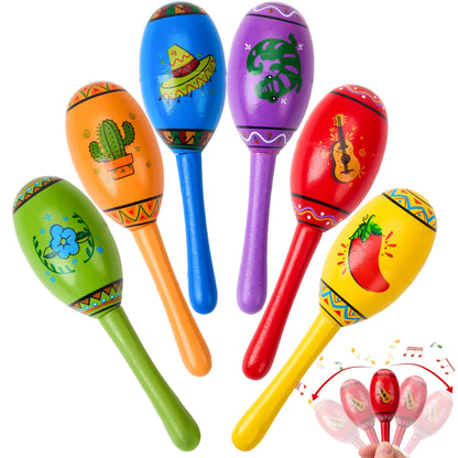 6-Piece Mini Wooden Maracas for Kids - Cinco De Mayo