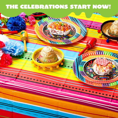 Cinco De Mayo Multicolor Plastic Tablecover, 6 Pack