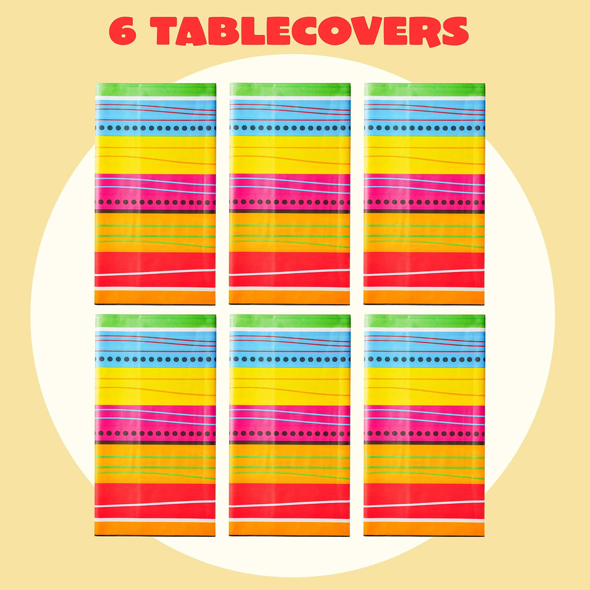 Cinco De Mayo Multicolor Plastic Tablecover, 6 Pack