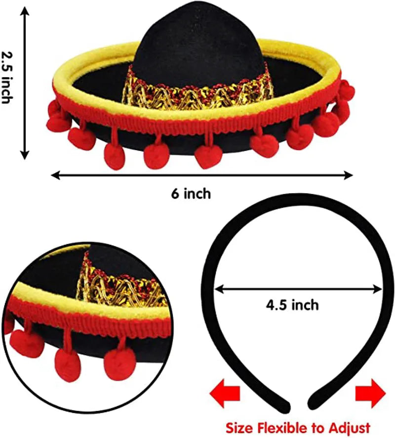 Cinco De Mayo Sombrero Headband (6 Pack)