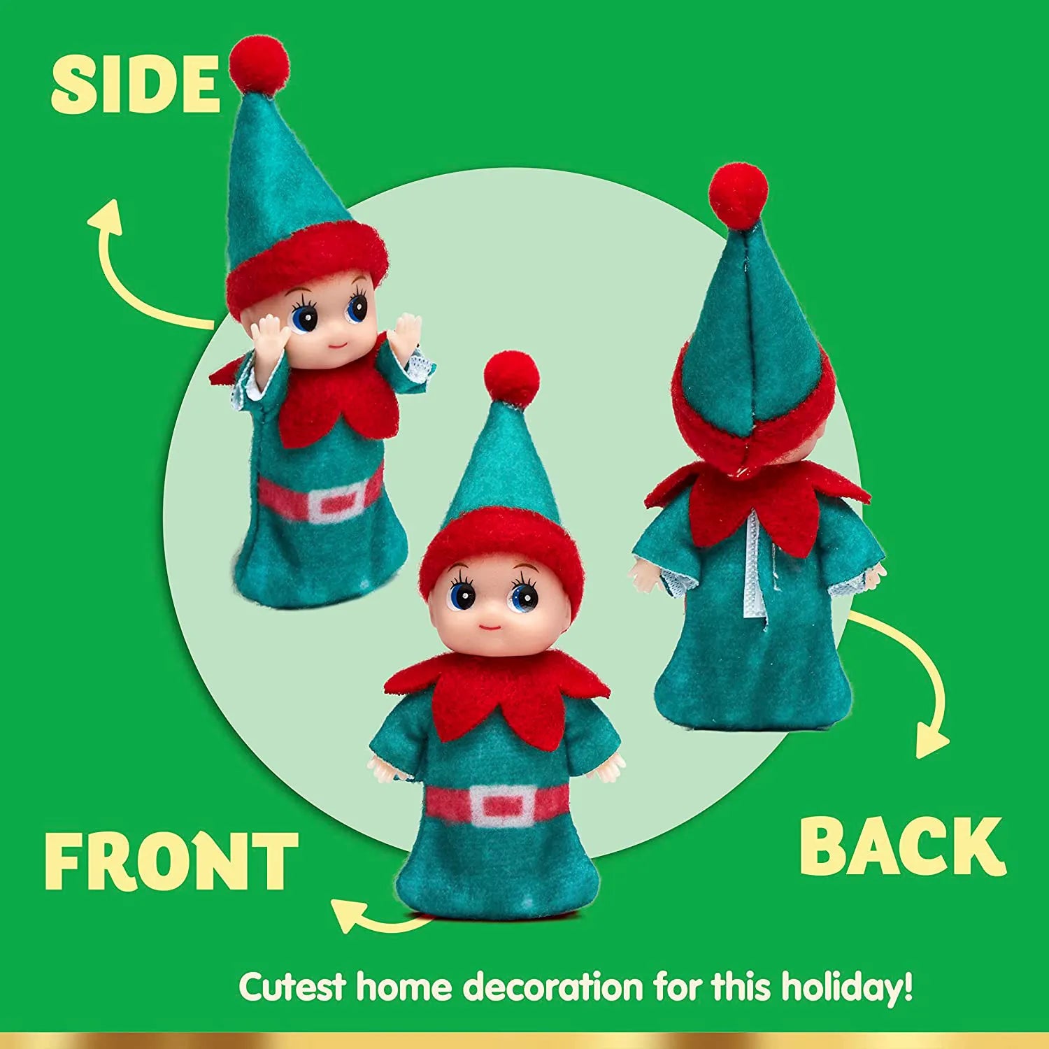 3-Pack Colorful Vinyl Face Plush Dolls for Christmas