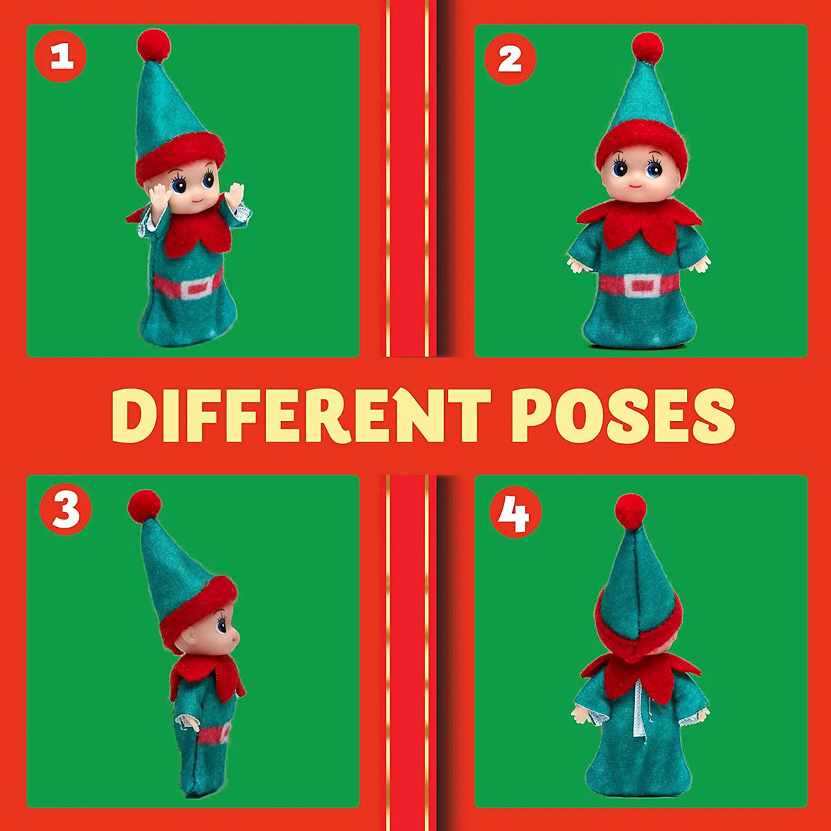 3-Pack Colorful Vinyl Face Plush Dolls for Christmas