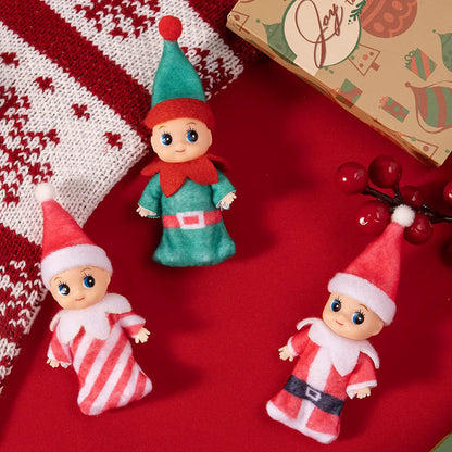 3-Pack Colorful Vinyl Face Plush Dolls for Christmas