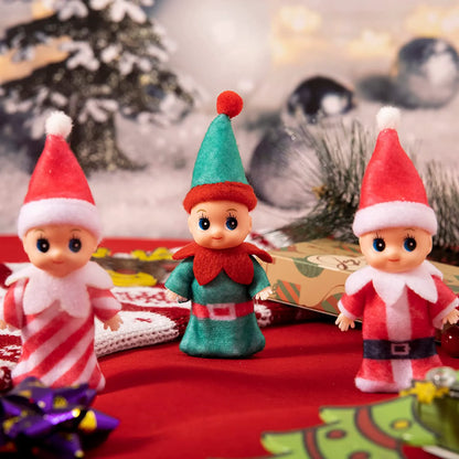 3-Pack Colorful Vinyl Face Plush Dolls for Christmas