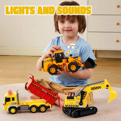 Construction Site Play Set with Excavator, Dump Truck, and Loader