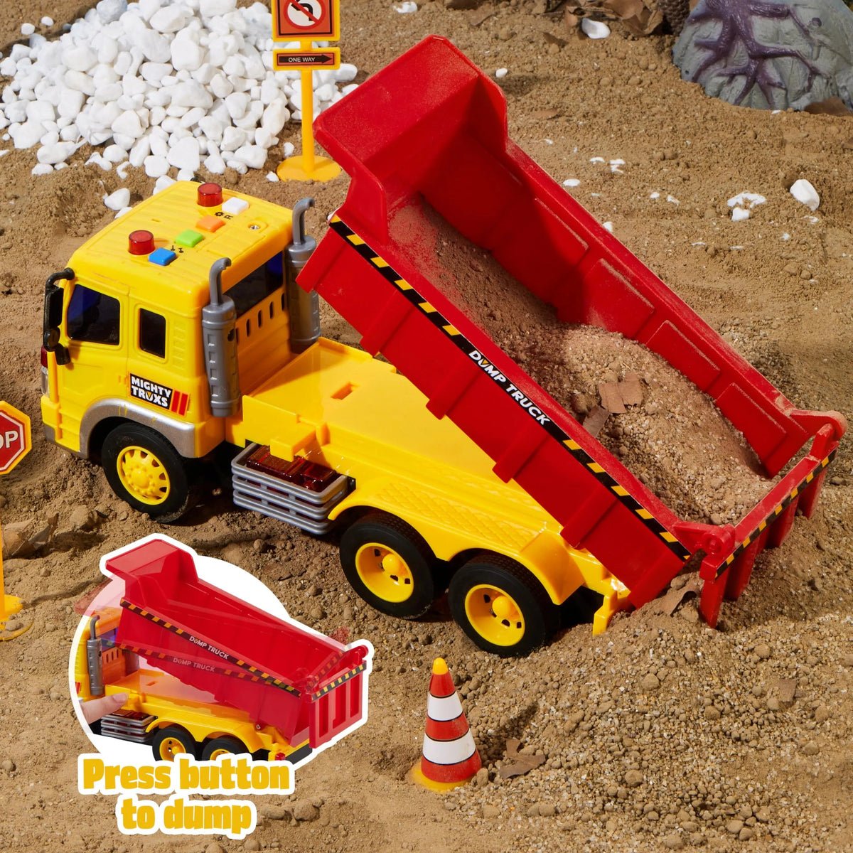 Construction Site Play Set with Excavator, Dump Truck, and Loader