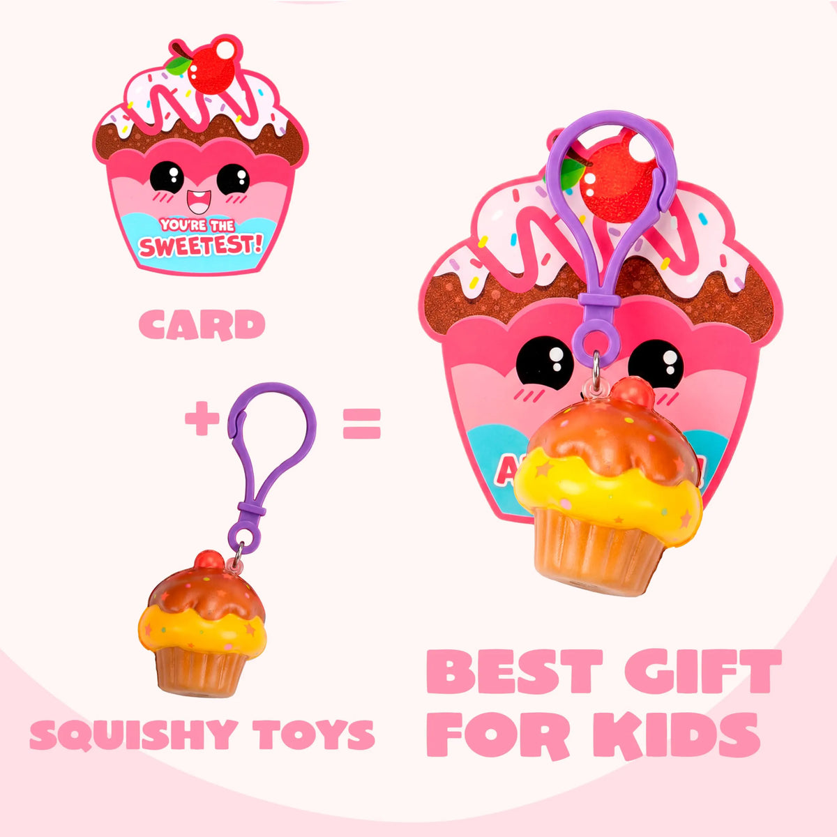 28-Piece Dessert Squishy Toy Keychains with Valentine's Day Cards for Kids