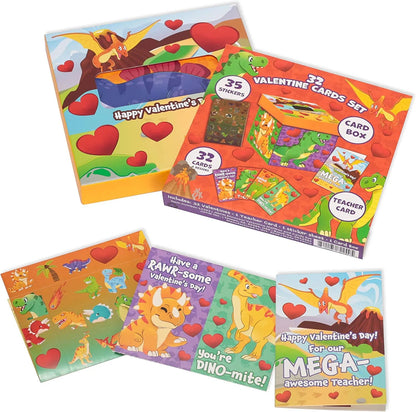 Dinosaur Valentine's Day Mailbox and Cards Set